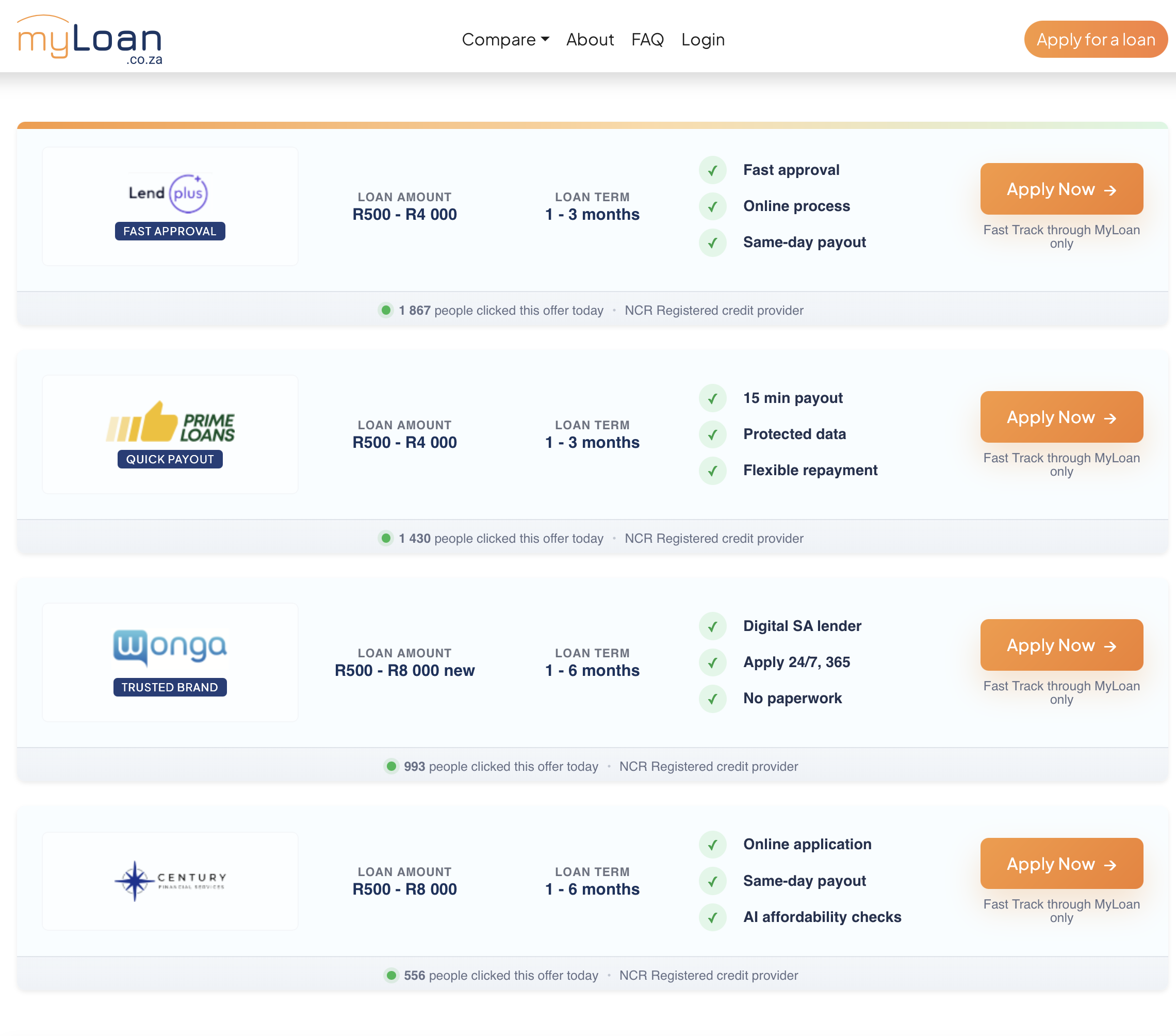 MyLoan comparison list