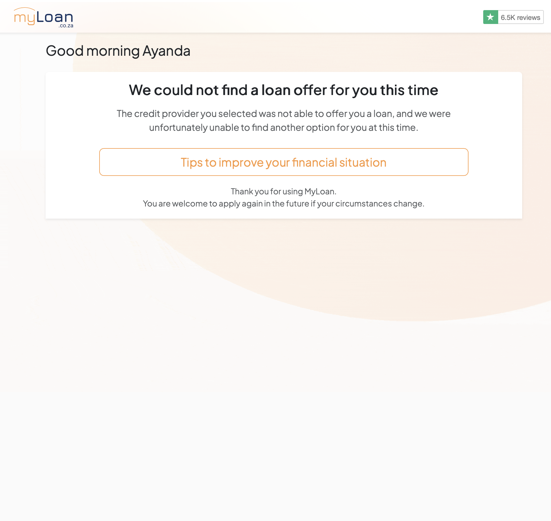 MyLoan comparison not found