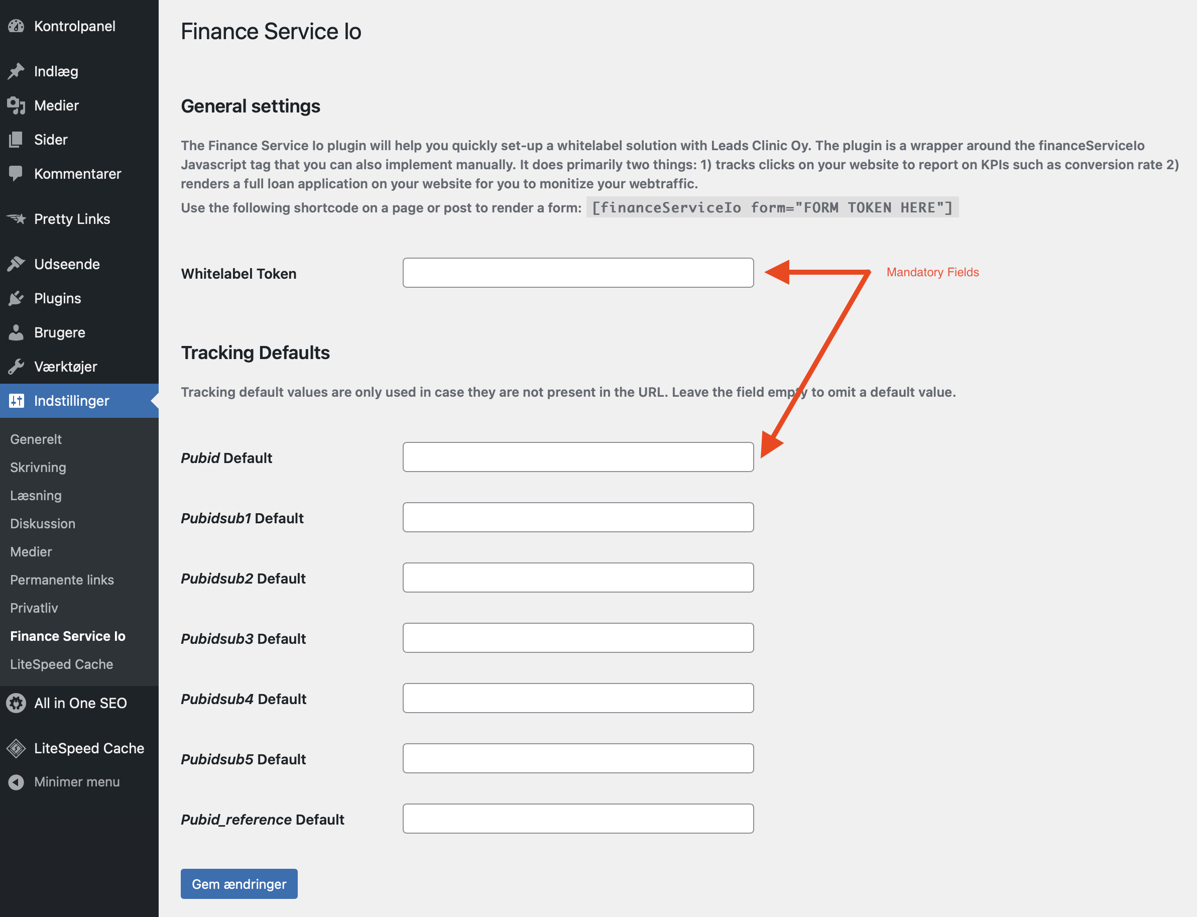 Wordpress Configuration Page